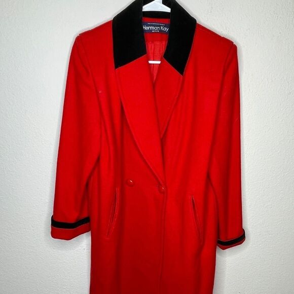 Vintage Herman Kay Petite Wool Blend Coat Red - Picture 9 of 9
